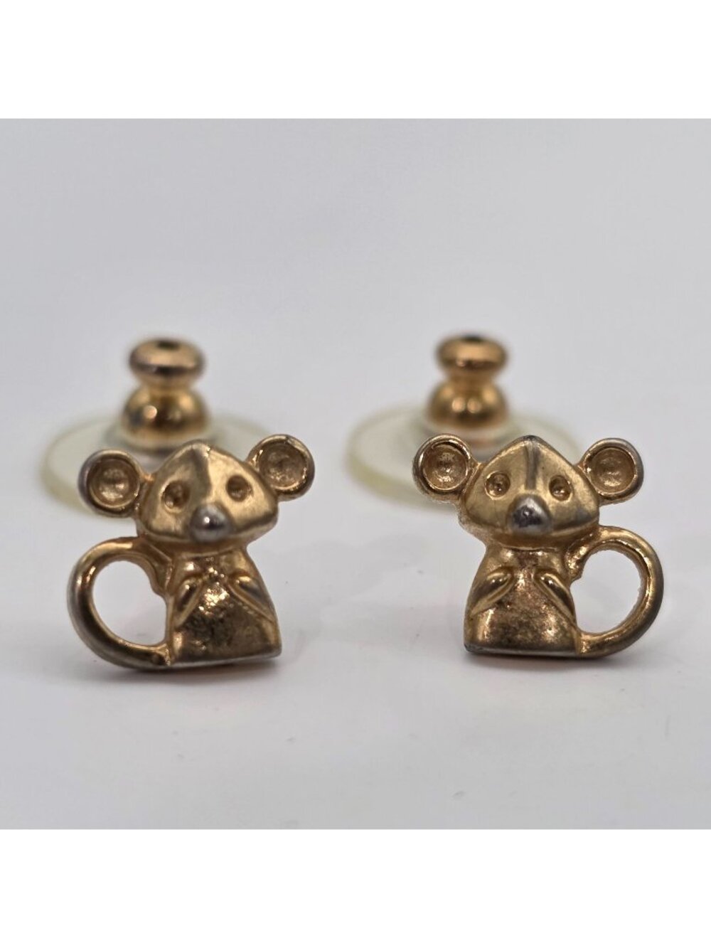 Gold-Tone Mouse Stud Earrings With Push-Back Closure